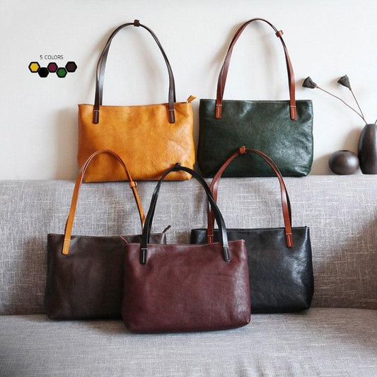 Women Pure Leather Tote Bag | Large Italian Leather Handcrafted Handbag | Spacious Durable | Full Grain Leather | Black Colour