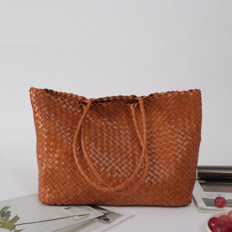 Woven leather bag, handmade full grain leather bag, Minimalist women's Bag, Handbag, Soft Leather Tote, Daily Bag, Gift for Her
