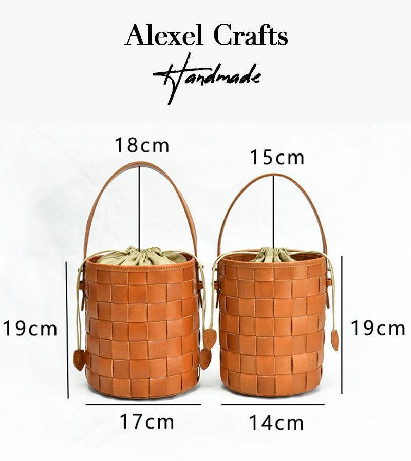Woven Leather Bucket Bag In Tan, Handcrafted Woven Shoulder Bag, Woven Designer Bag, Handmade Shoulder Bag, Modern Leather Crossbody Bag
