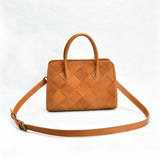 Woven Leather Shoulder Bag, Soft Woven Handbag, Leather Boston Bag, Handmade Shoulder Bag, Modern Leather Crossbody Bag, Forest Green/Brown