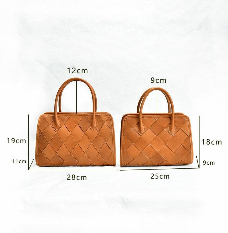 Woven Leather Shoulder Bag, Soft Woven Handbag, Leather Boston Bag, Handmade Shoulder Bag, Modern Leather Crossbody Bag, Forest Green/Brown