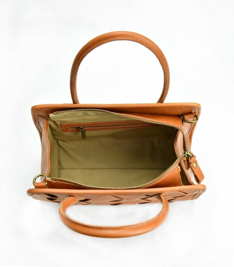 Woven Leather Shoulder Bag, Soft Woven Handbag, Leather Boston Bag, Handmade Shoulder Bag, Modern Leather Crossbody Bag, Forest Green/Brown