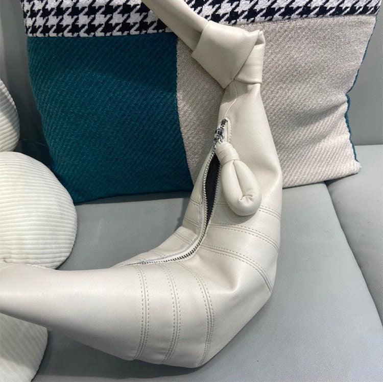 Zipped Crossbody Hobo Bag, Leather Designer Shoulder Bag, Women Soft Leather Handbag, Lambskin Leather Hobo Purse, Leather Shoulder Bag