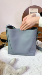 Minimalist Pebbled Leather Bucket Bag | Handcrafted Genuine Leather Shoulder Bag, Chic Crossbody Bag, Gift for Her