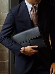 Custom Men’s and Women’s Leather Clutch Bag, Handmade Full Grain Togo Leather Business Handbag with 42 Color Options