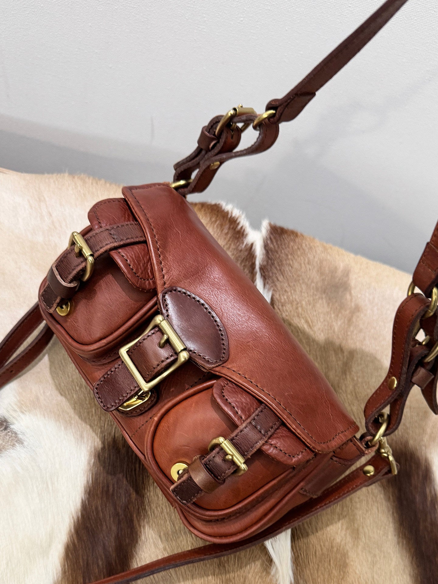 Vintage Distressed Leather Saddle Bag | Unisex Crossbody Shoulder Bag | Full Grain Cowhide Handbag