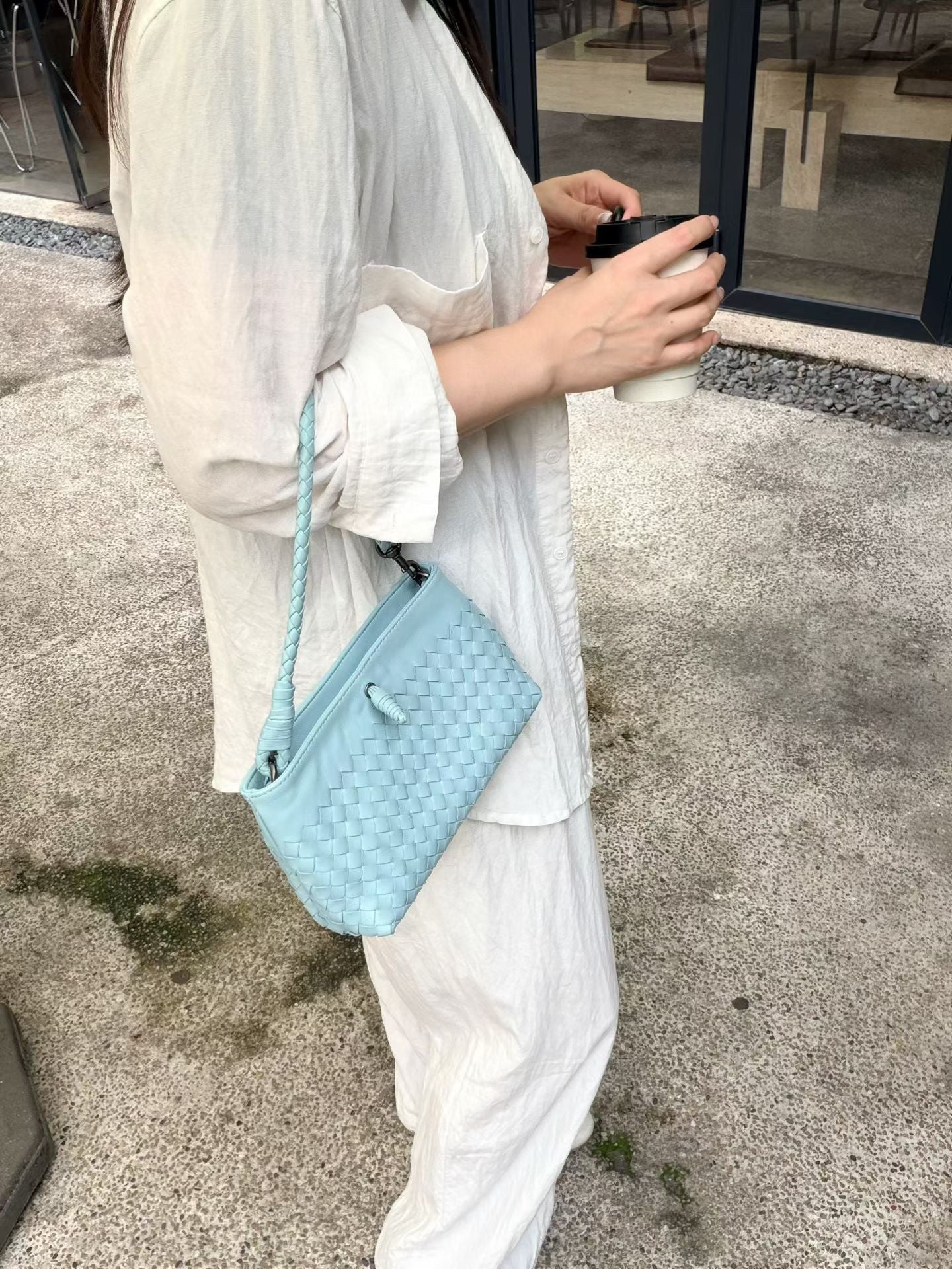 Woven Lambskin Leather Shoulder Bag | Handcrafted Vintage Crossbody Bag