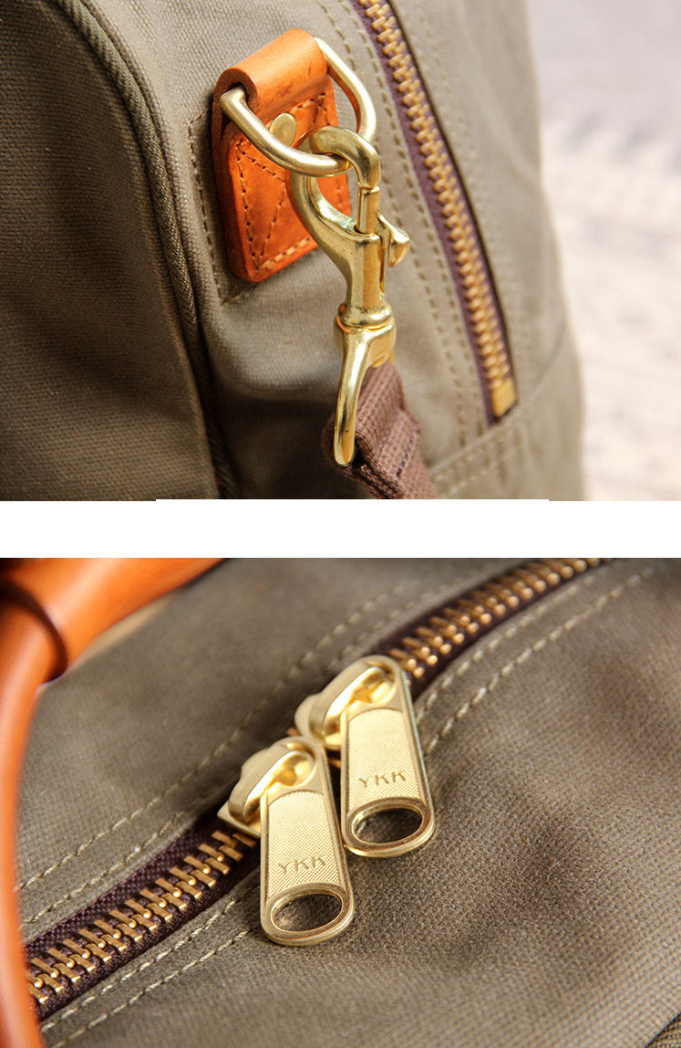 Waxed Canvas Leather Travel Duffle Bag | Men's Vintage Weekender & Overnight Bag