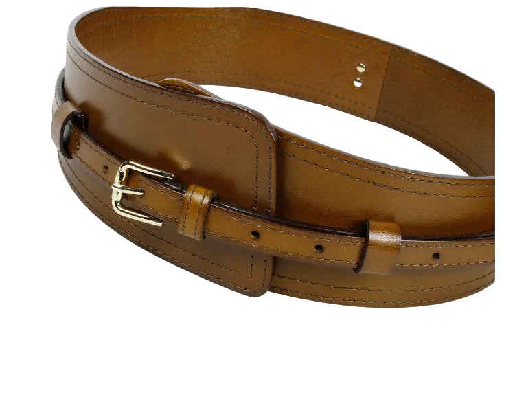 Wide Cowhide Leather Waist Belt | Handmade Women's Cinch Belt for Dresses, Coats & Sweaters