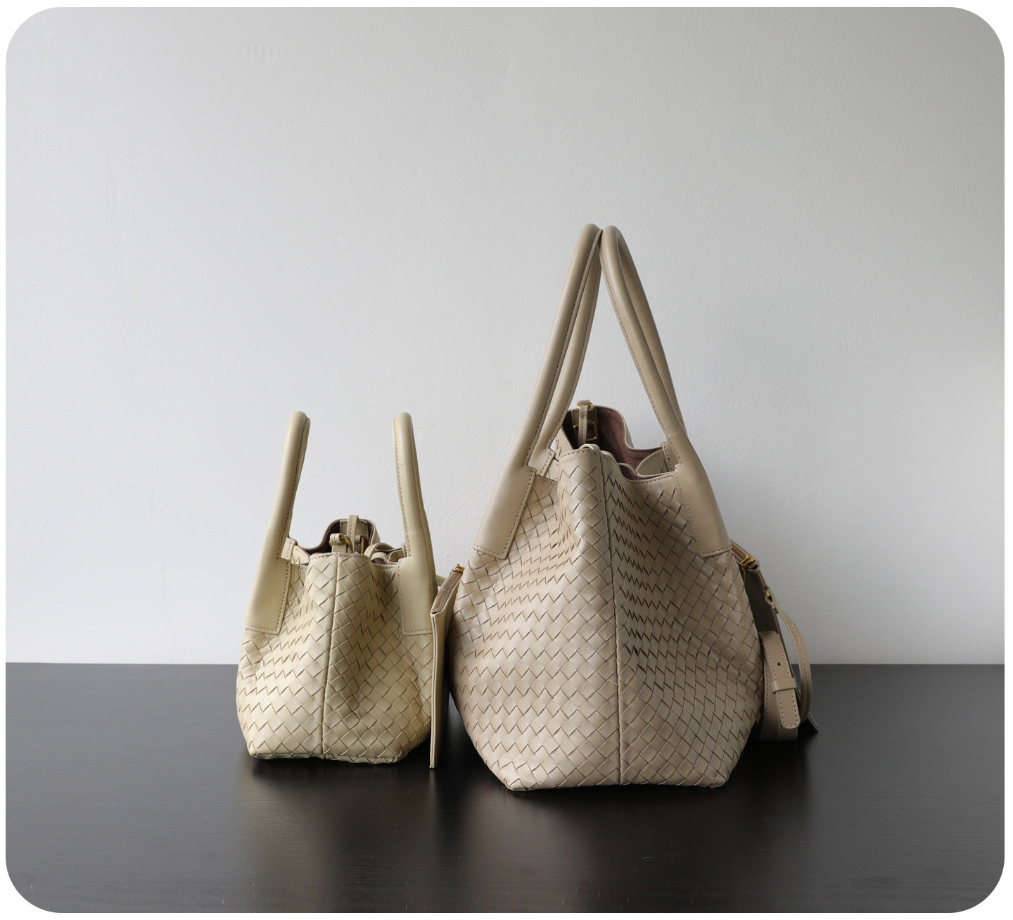 Handwoven Lambskin Leather Brown Tote Bag | Woven Soft Leather Handbag for Women | Luxury Designer Handbag with Top Handles & Crossbody Strap