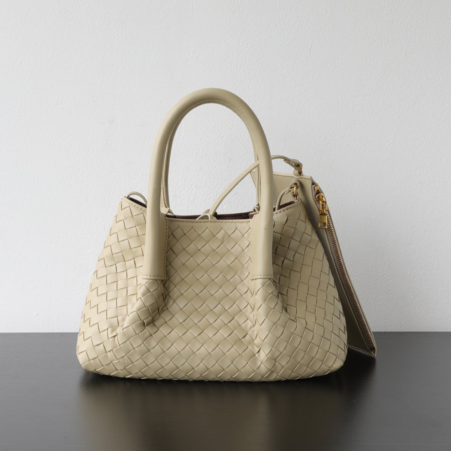 Handwoven Lambskin Leather Brown Tote Bag | Woven Soft Leather Handbag for Women | Luxury Designer Handbag with Top Handles & Crossbody Strap