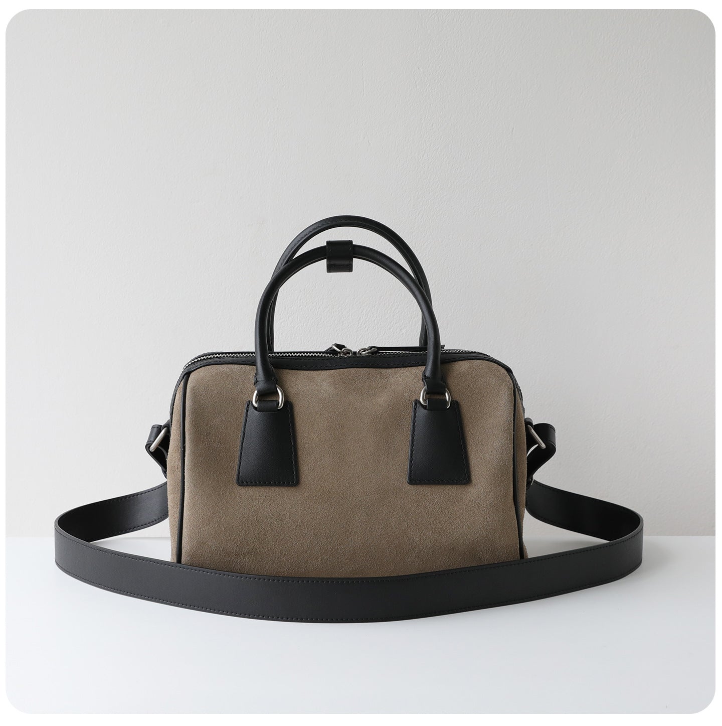 Vintage Suede Boston Bag for Women | Maillard-Tone Pillow Handbag with Detachable Strap | Niche Handcrafted Commuter Crossbody Bag