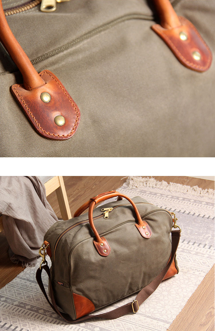 Waxed Canvas Leather Travel Duffle Bag | Men's Vintage Weekender & Overnight Bag