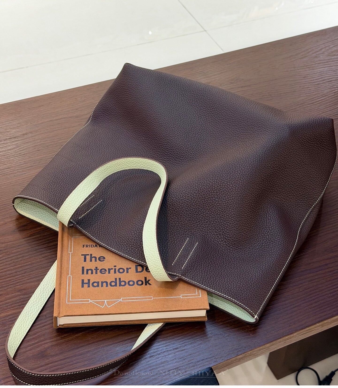 Reversible Full Grain Togo Leather Tote Bag | Two-Tone Everyday Carry Bag