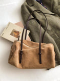Suede Baguette Bag for Women | Matte Cowhide Leather Shoulder & Hand Bag | Versatile Commuter Purse in Two Colors