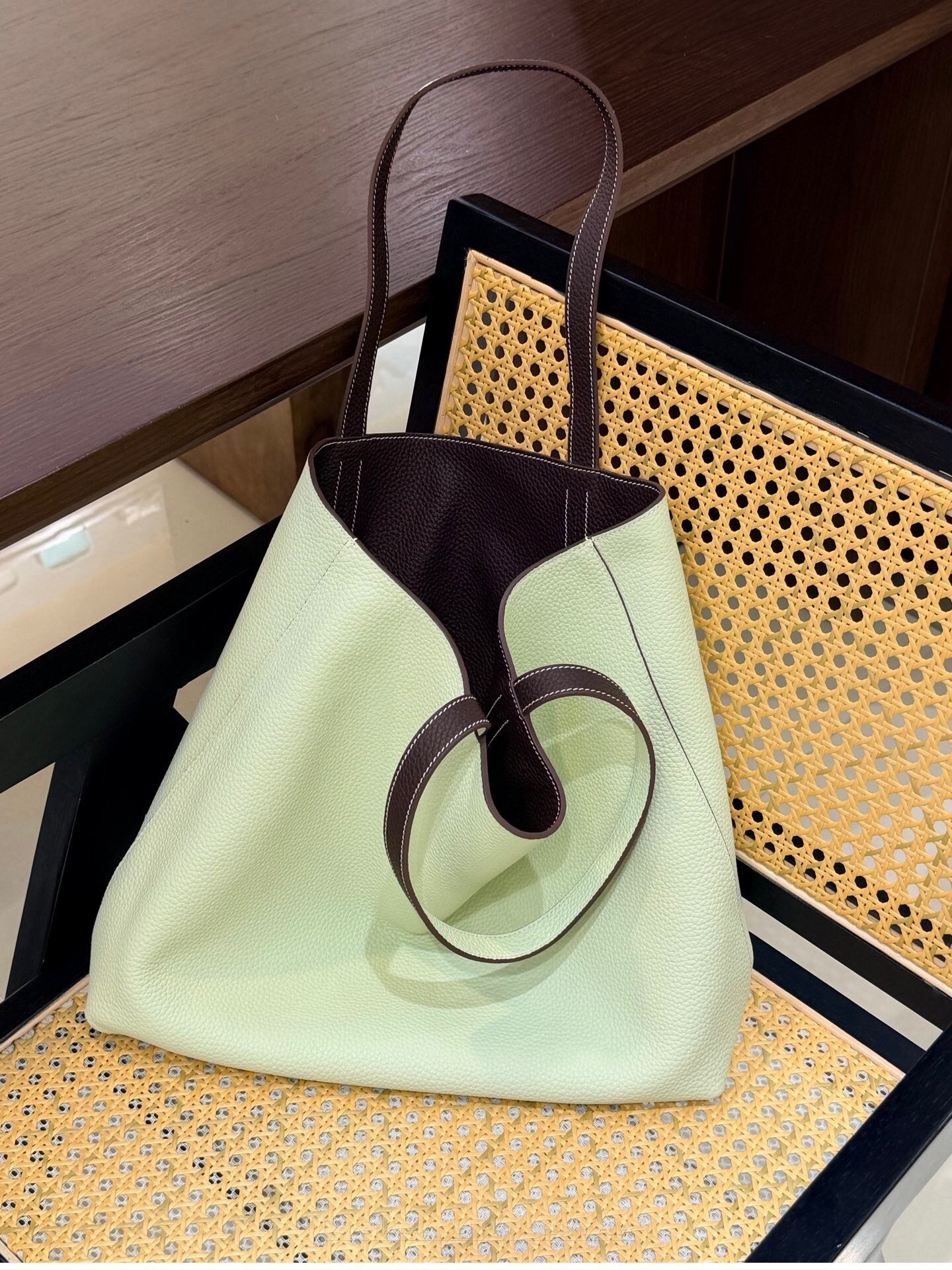 Reversible Full Grain Togo Leather Tote Bag | Two-Tone Everyday Carry Bag