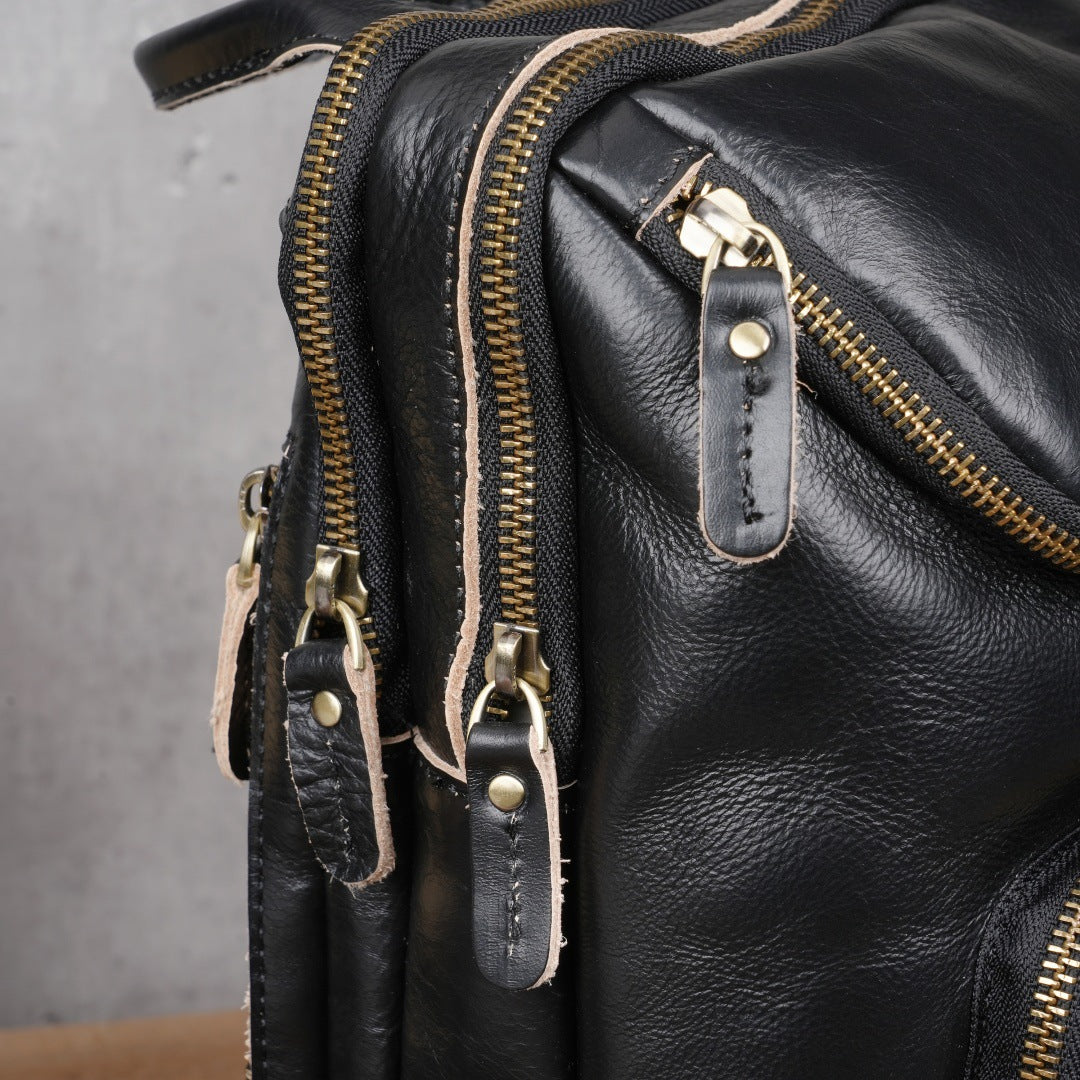 Men's Crazy Horse Leather Vintage Sling Bag — Handmade 3-Way Carry Chest / Shoulder / Backpack