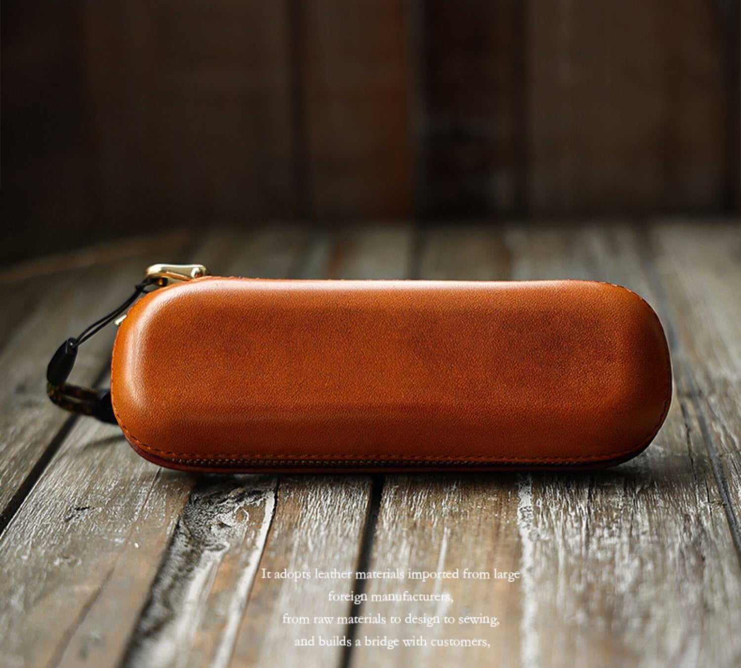 Vintage Leather Glasses Case | Cowhide Leather Zip Eyewear Case