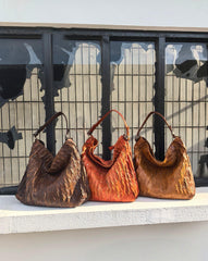 Large Leather Leaf Brick Tote Bag |  Handcrafted Leather Bag, Women Vintage Shopping Bag, Mummy Bag, Gift for Her