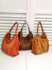 Large Leather Leaf Brick Tote Bag |  Handcrafted Leather Bag, Women Vintage Shopping Bag, Mummy Bag, Gift for Her