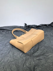Quilted Large Leather Tote Bag, Minimalist Top Handle Bag, Elegant Convertible Shoulder Bag, Classic Style Soft Leather Work Bag
