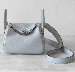 High-End Luxury Italian Taurillon Clémence Leather Women's Shoulder Bag – Gold & Silver Tone Handcrafted Handbag, Top Handle Purse, Designer Doctor-Style Satchel (19cm/26cm)