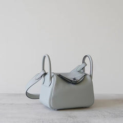High-End Luxury Italian Taurillon Clémence Leather Women's Shoulder Bag – Gold & Silver Tone Handcrafted Handbag, Top Handle Purse, Designer Doctor-Style Satchel (19cm/26cm)