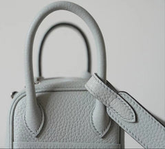 High-End Luxury Italian Taurillon Clémence Leather Women's Shoulder Bag – Gold & Silver Tone Handcrafted Handbag, Top Handle Purse, Designer Doctor-Style Satchel (19cm/26cm)
