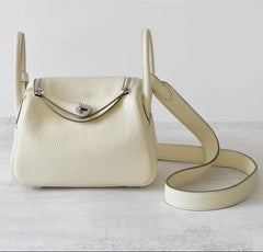 High-End Luxury Italian Taurillon Clémence Leather Women's Shoulder Bag – Gold & Silver Tone Handcrafted Handbag, Top Handle Purse, Designer Doctor-Style Satchel (19cm/26cm)