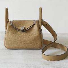 High-End Luxury Italian Taurillon Clémence Leather Women's Shoulder Bag – Gold & Silver Tone Handcrafted Handbag, Top Handle Purse, Designer Doctor-Style Satchel (19cm/26cm)