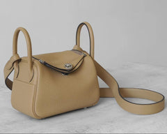 High-End Luxury Italian Taurillon Clémence Leather Women's Shoulder Bag – Gold & Silver Tone Handcrafted Handbag, Top Handle Purse, Designer Doctor-Style Satchel (19cm/26cm)