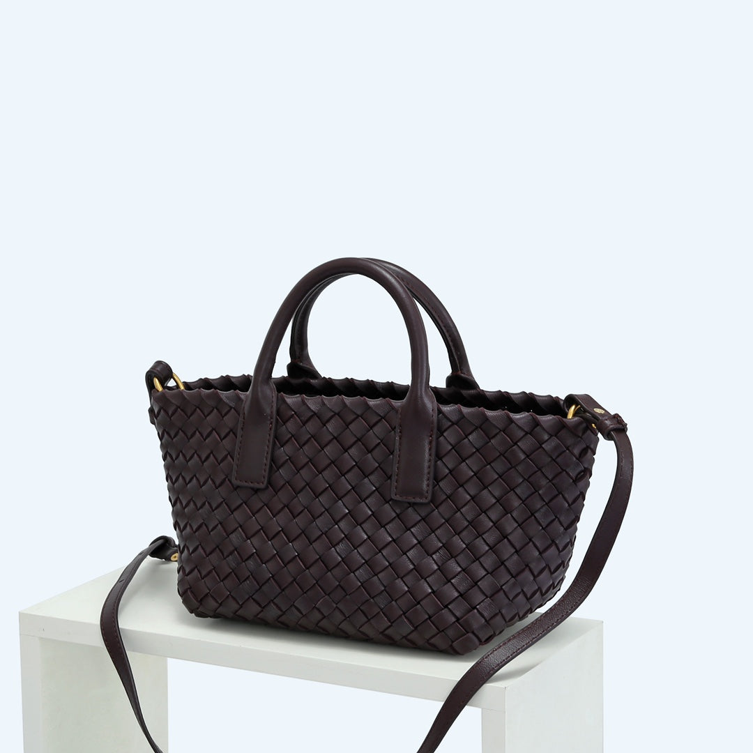 Handwoven Italian Lambskin Tote Bag,  Luxury Intrecciato Leather Shoulder Bag with Matching Pouch, Three Sizes