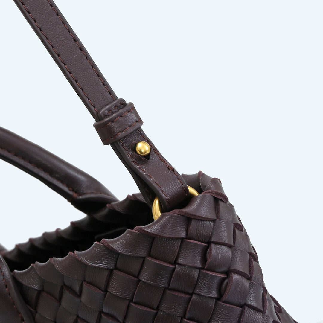 Handwoven Italian Lambskin Tote Bag,  Luxury Intrecciato Leather Shoulder Bag with Matching Pouch, Three Sizes