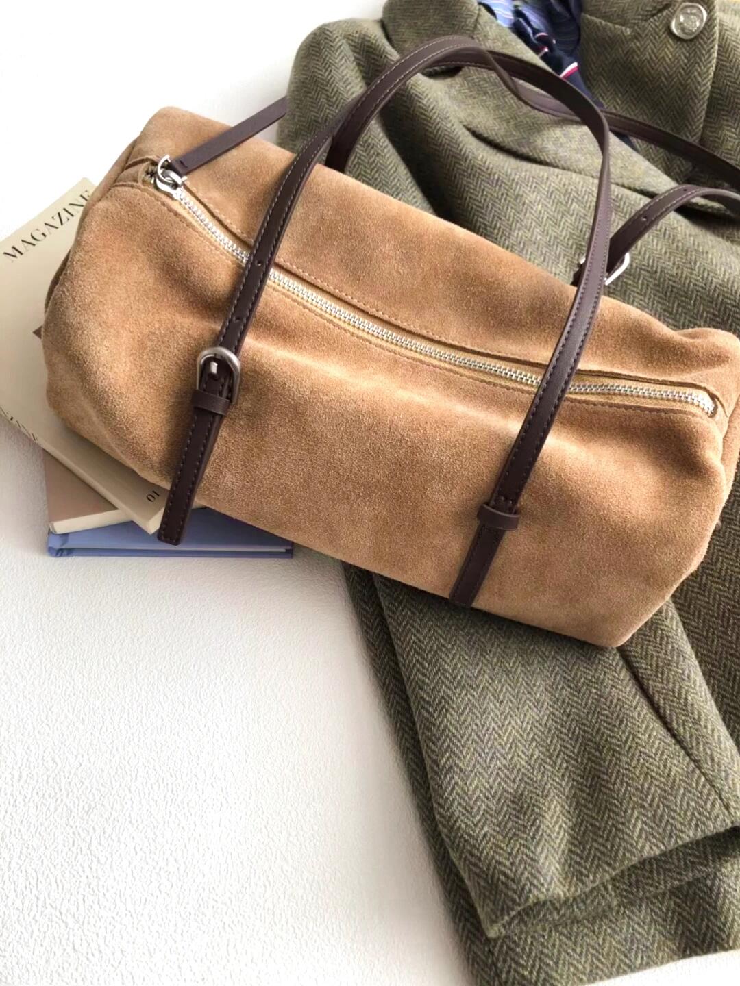 Suede Baguette Bag for Women | Matte Cowhide Leather Shoulder & Hand Bag | Versatile Commuter Purse in Two Colors