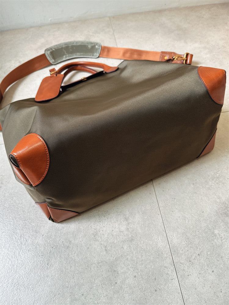 Recycled nylon cowhide work tote – handmade women laptop bag adjustable strap