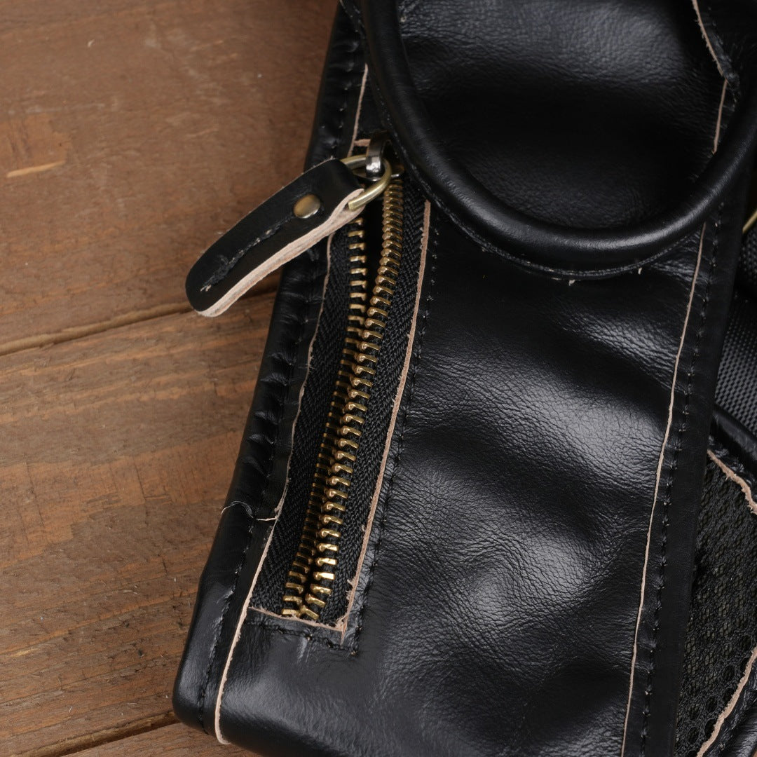 Men's Crazy Horse Leather Vintage Sling Bag — Handmade 3-Way Carry Chest / Shoulder / Backpack