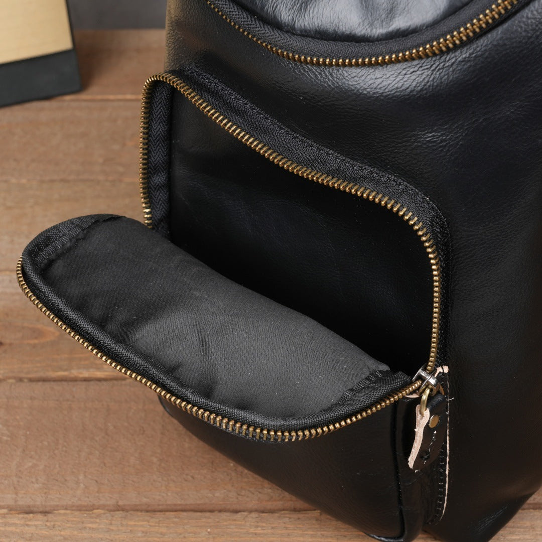 Men's Crazy Horse Leather Vintage Sling Bag — Handmade 3-Way Carry Chest / Shoulder / Backpack