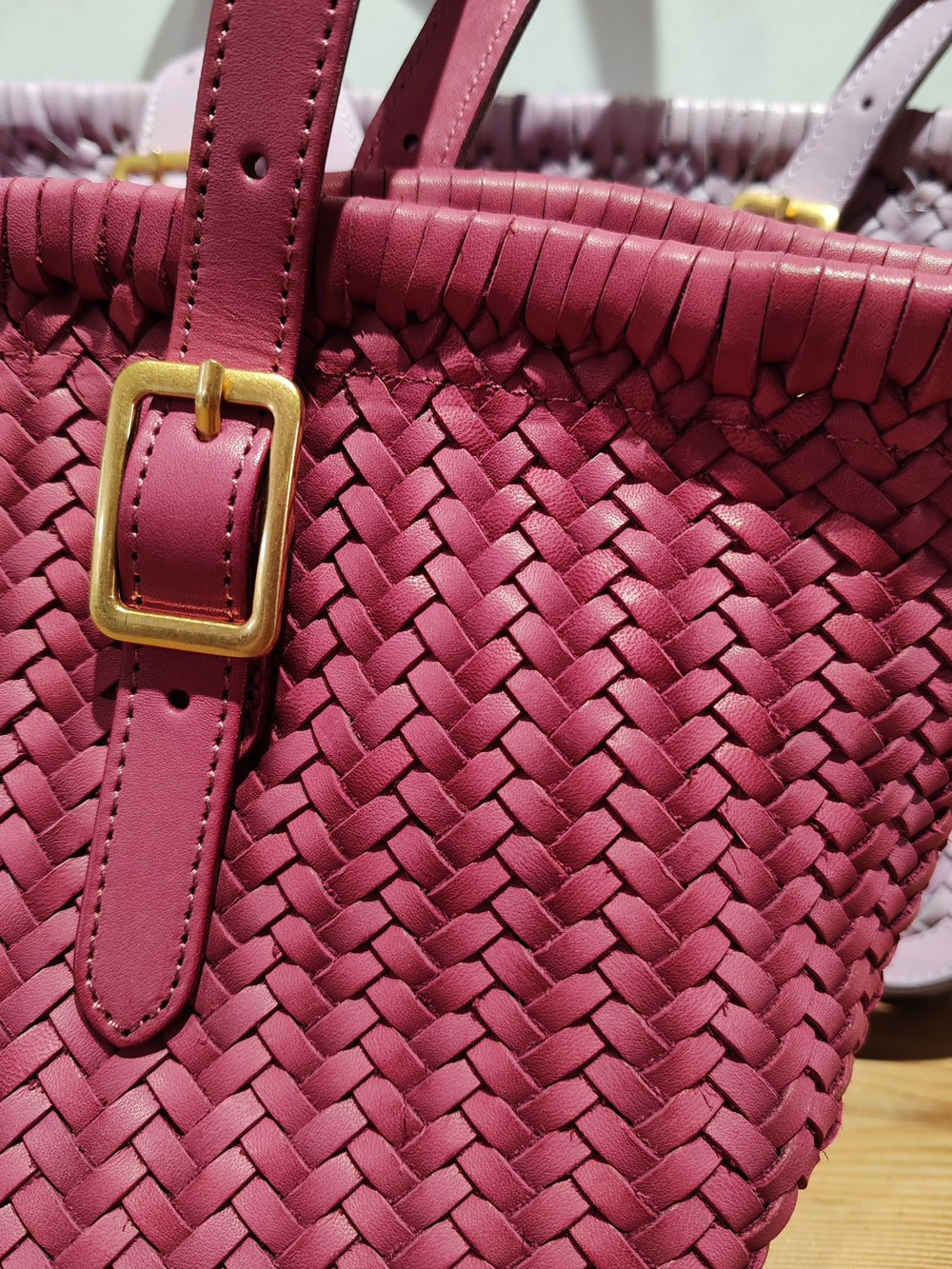 Handwoven Cowhide Leather Basket Tote Bag | Women's Shoulder Hobo Bag