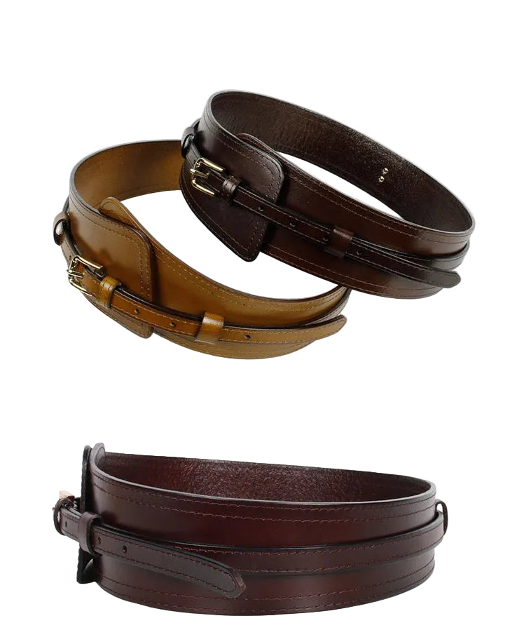 Wide Cowhide Leather Waist Belt | Handmade Women's Cinch Belt for Dresses, Coats & Sweaters