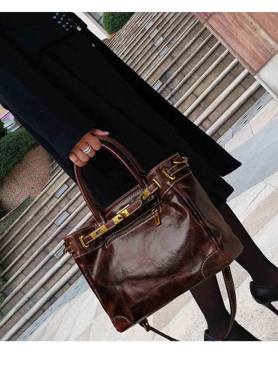 Full Grain Leather Tote Bag | Women's Vintage Handcrafted Shoulder & Crossbody Bag