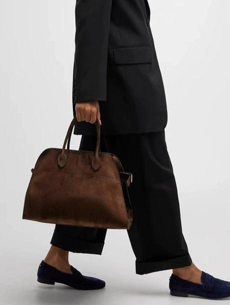 Autumn & Winter Italian Suede Leather Large Commuter Tote, Fashion Women's Shoulder & Crossbody Handbag, Leather Everyday Bag