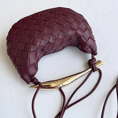 Mini Lambskin Handmade Woven Sardine Hobo Bag, Gold Bar Clutch, Luxury Crossbody & Shoulder Purse
