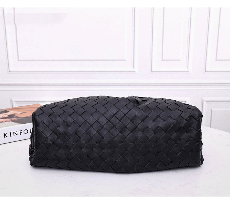 Small Handcrafted Lambskin Leather Weave Cloud Pouch With Pleated Design, Woven Crossbody Clutch Evening Bag