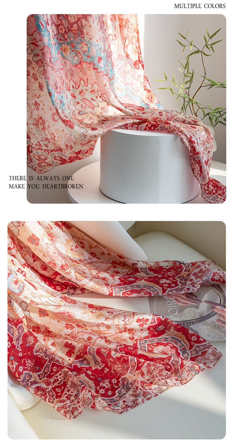 Mulberry Silk Long Scarf | Women's Lightweight Versatile Shawl, Gift for Mum