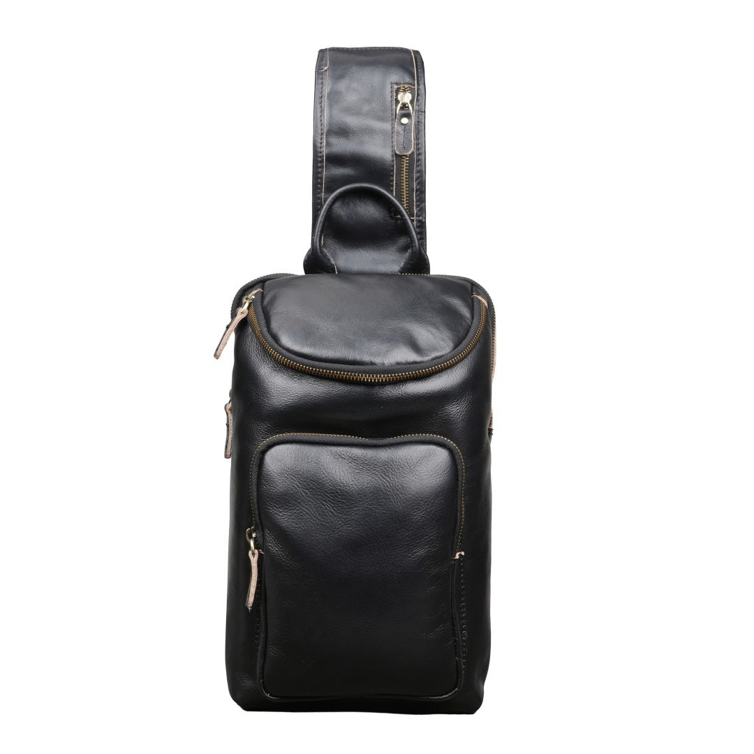 Men's Crazy Horse Leather Vintage Sling Bag — Handmade 3-Way Carry Chest / Shoulder / Backpack