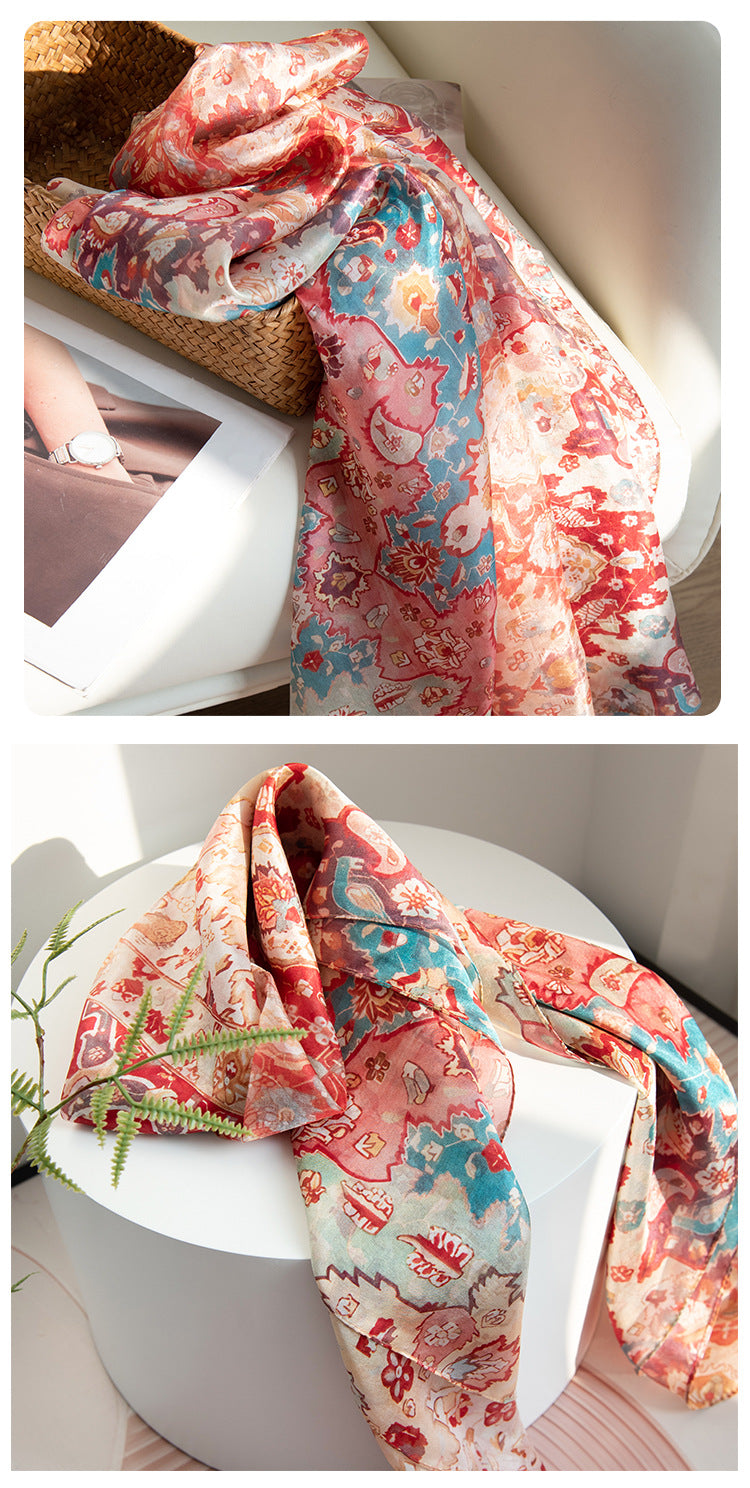 Mulberry Silk Long Scarf | Women's Lightweight Versatile Shawl, Gift for Mum