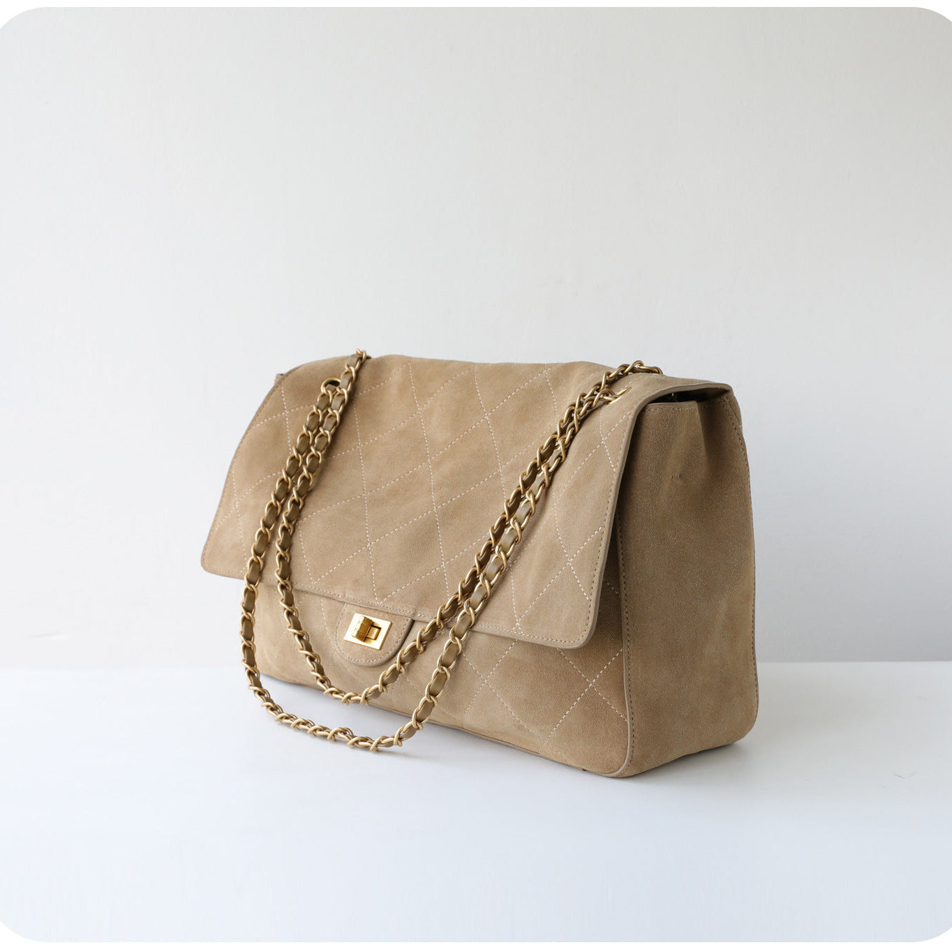Quilted Suede Chain Flap Bag for Women | Vintage Matte Cowhide Shoulder & Crossbody Messenger Purse | Diamond-Quilted Autumn Winter Bag in Four Sizes