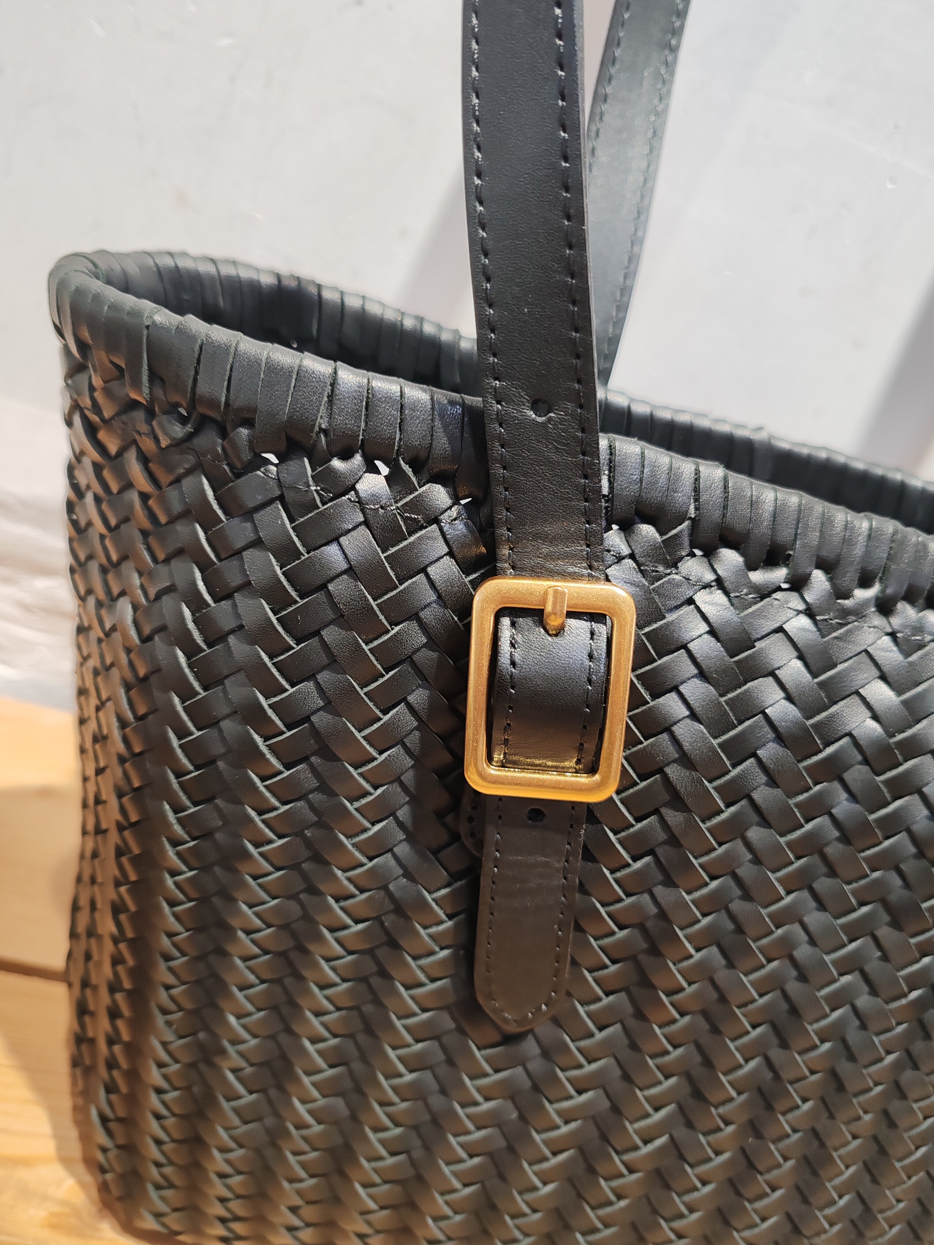 Handwoven Cowhide Leather Basket Tote Bag | Women's Shoulder Hobo Bag