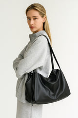 Women’s Soft Cowhide Leather Crossbody Bag, Large Bowling Bag, Slouchy Boho Tote for Everyday Use