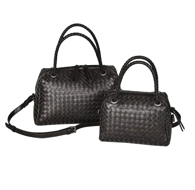 Luxury Women's Lambskin Woven Boston Crossbody Bag | Handcrafted Versatile Shoulder Bag - Image 5